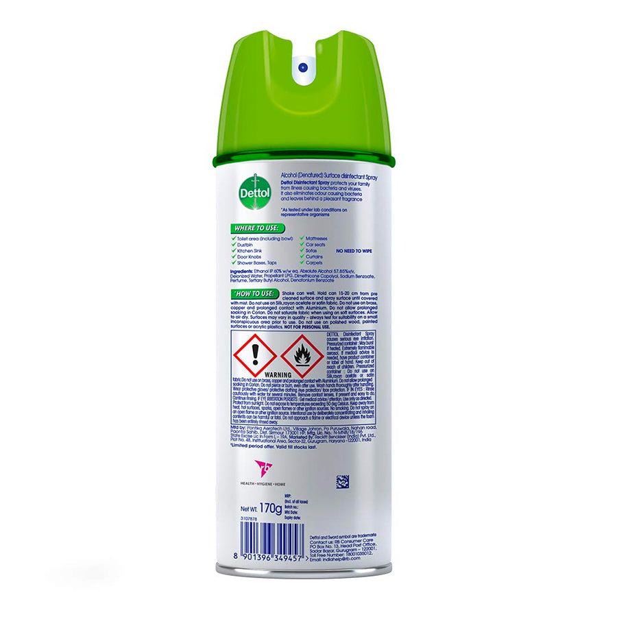 Dettol Disinfectant Spray Sanitizer for Germ Protection on Hard & Soft Surfaces, Original Pine, 225ml