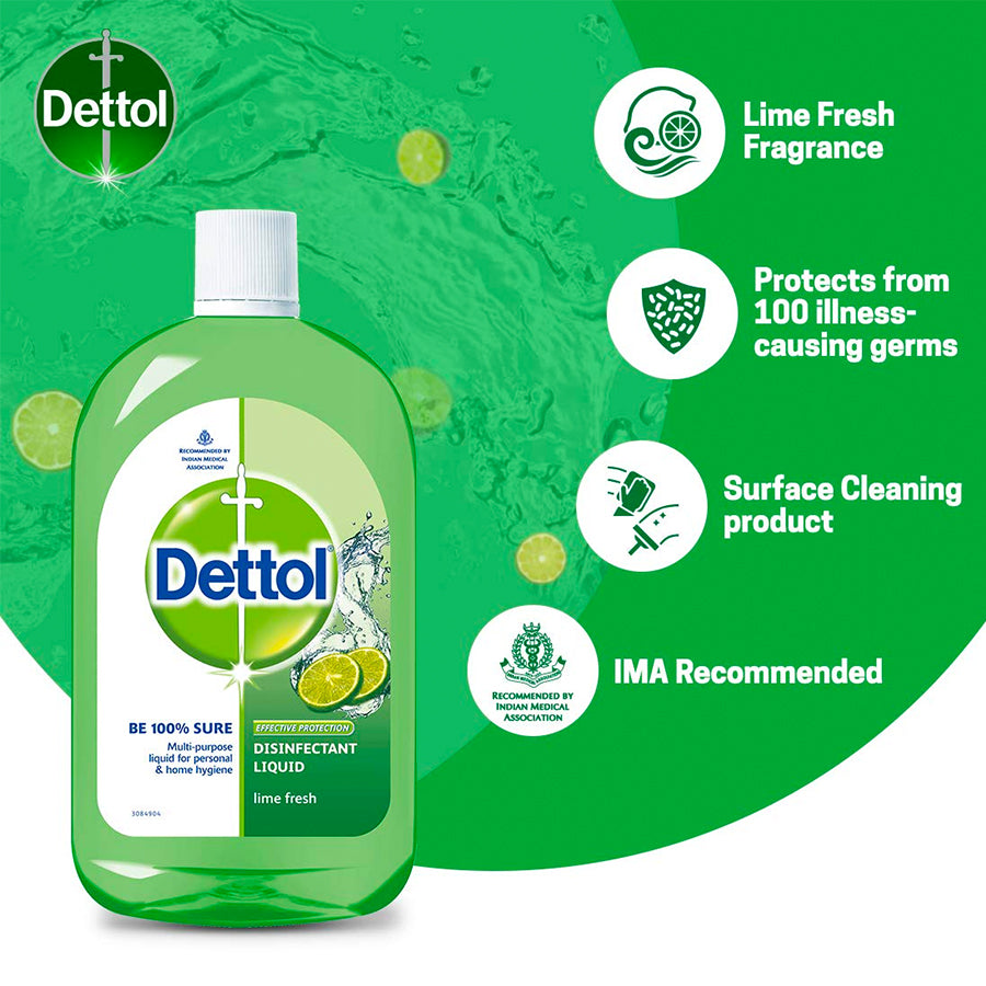 Dettol Liquid Disinfectant Cleaner for Home, Lime Fresh, 500ML