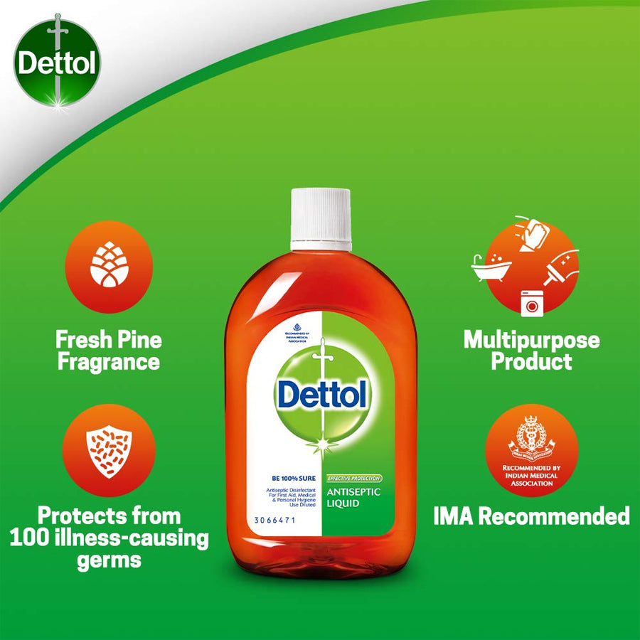 Dettol Antiseptic Disinfectant liquid for First aid, Surface Cleaning and Personal Hygiene, 1000 ML