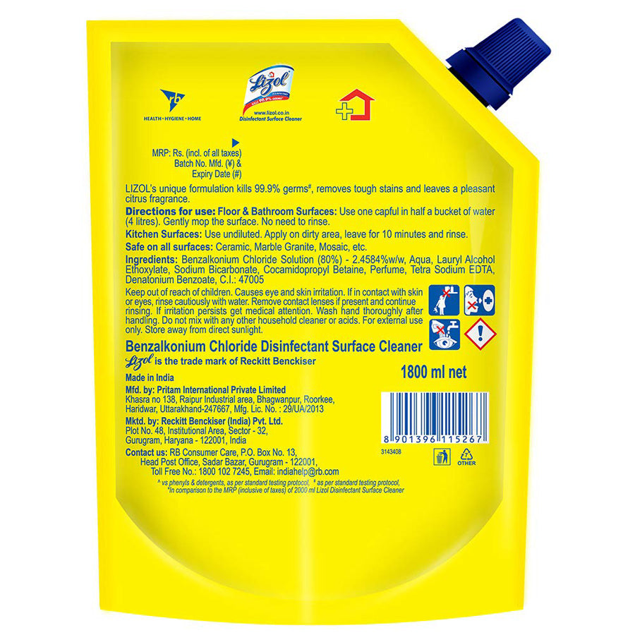 lizol concentrate surface disinfectant cleaning liquid refill pack 