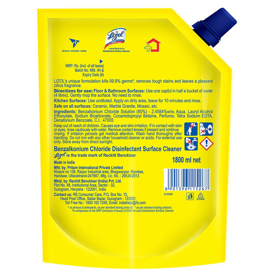 lizol concentrate surface disinfectant cleaning liquid refill pack