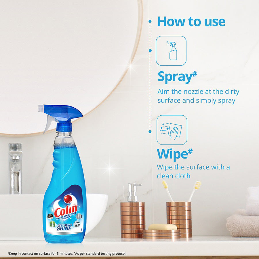 how to use colin glass cleaner spray