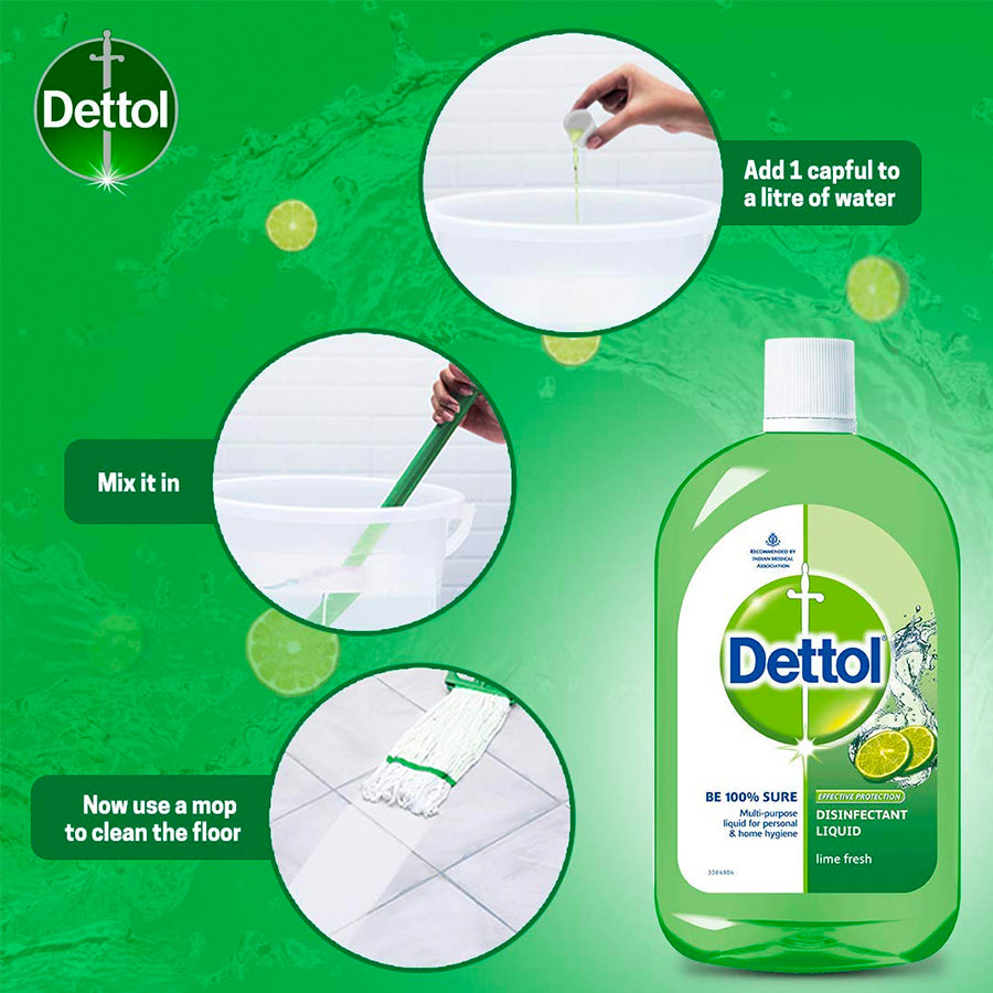Dettol Liquid Disinfectant Cleaner for Home, Lime Fresh, 500ML