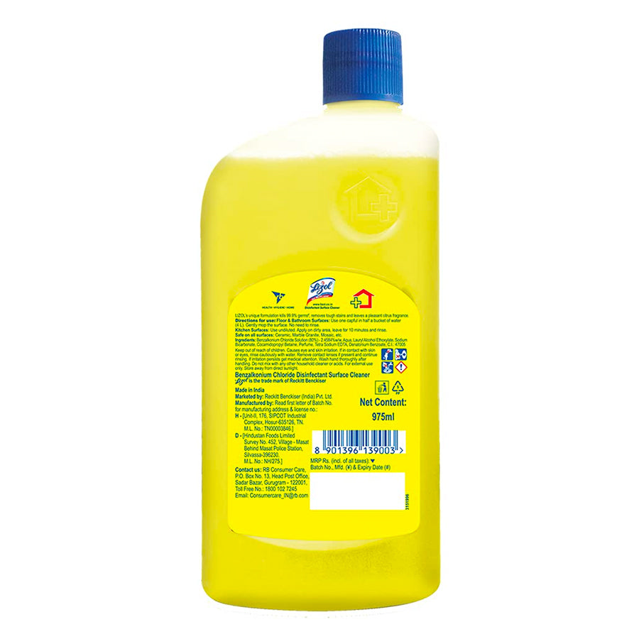 Lizol Disinfectant Floor Cleaner (Citrus), 975 ml