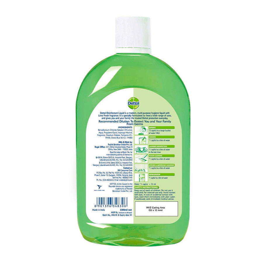 Dettol Liquid Disinfectant Cleaner for Home, Lime Fresh, 500ML