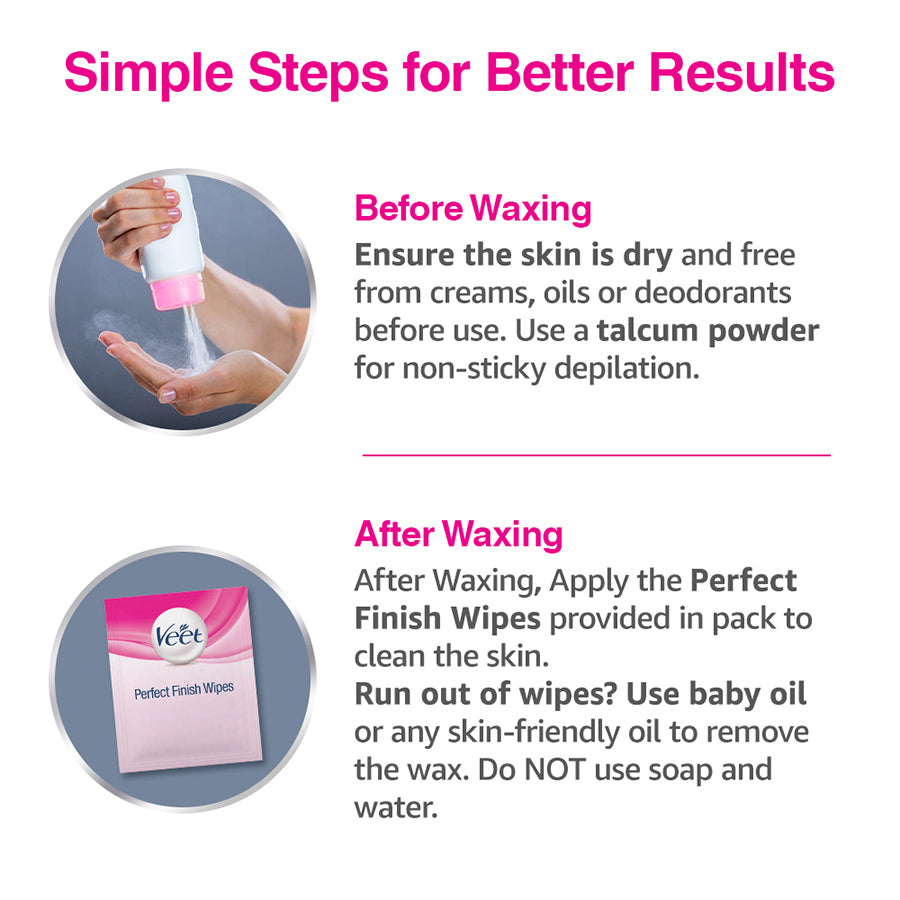 Veet Full Body Waxing Kit for Dry Skin, 8 strips