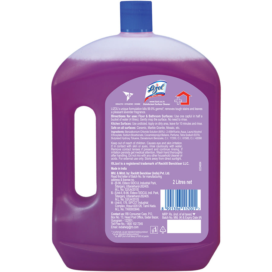 buy lizol disinfectant surface and floor cleaner lavender fragrance