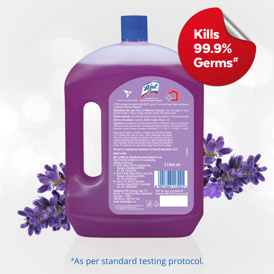 buy lizol disinfectant surface and floor cleaner lavender fragrance 2 liter pack